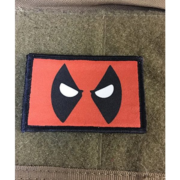 RedheadedTshirts Airsoft Morale Patch 2 Deadpool EYES Morale Patch. Perfect for your Tactical Military Army Gear, Backpack, Operator Baseball Cap, Plate Carrier or Vest. 2x3" Hook and Loop Patch. Made in the USA