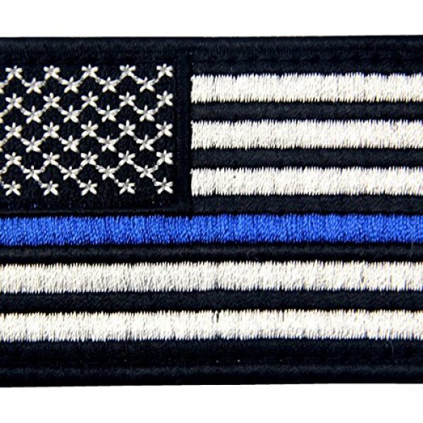 EmbTao Airsoft Morale Patch 2 Tactical Embroidered Thin Blue Line USA Flag Fastener Hook & Loop Patch