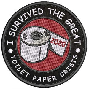 mybrand Airsoft Morale Patch 1 I Survived The Great Toilet Paper Crisis - TP Biohazard Symbol Outbreak Response Team Social Distance 19 Theme Souvenir Embroidered 3.5" Black Patch Iron On or Sew On Biker Emblem Decorative Applique