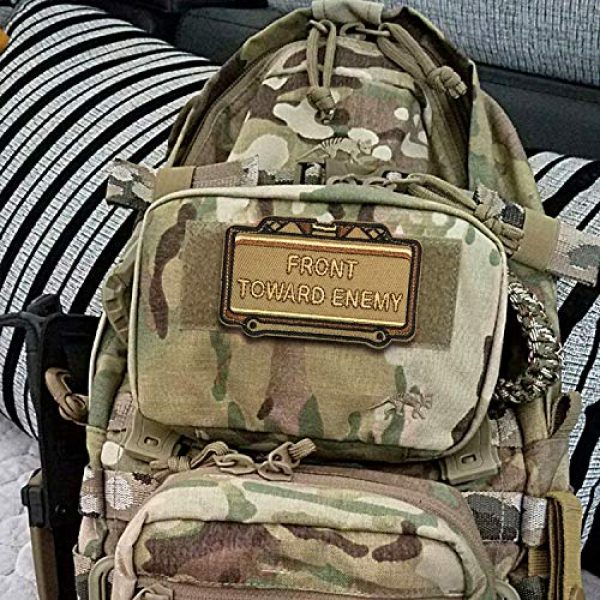 MORTHOME Airsoft Morale Patch 7 MORTHOME Front Toward Enemy Embroidered Morale Funny Military Hook Loop Velcro Patch (Desert)