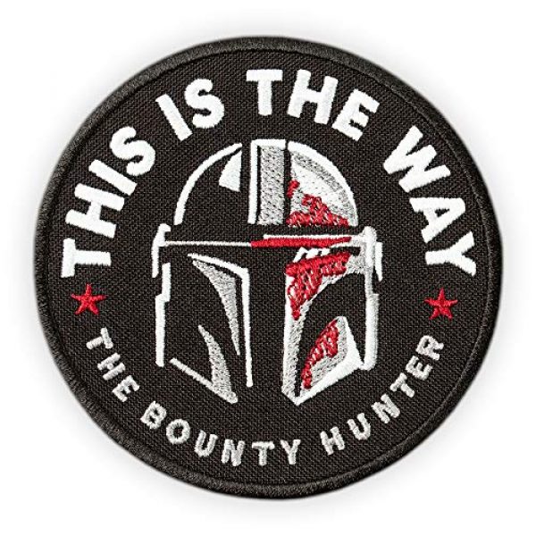 Embrosoft Airsoft Morale Patch 1 Bounty Hunter Round Patch - This is The Way Mandalorian - Star Wars TV Series Morale Emblem - Embroidered Iron On - Size: 3.5 x 3.5 inches