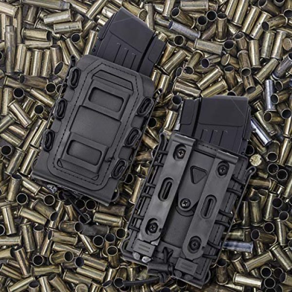 RioRand Tactical Pouch 6 RioRand 2PCS Tactical Softshell Magazine Pouch 5.56mm 7.62mm Airsoft Hunting Shooting Soft Shell Mag Carrier Bag with Molle Clip/Air Hole