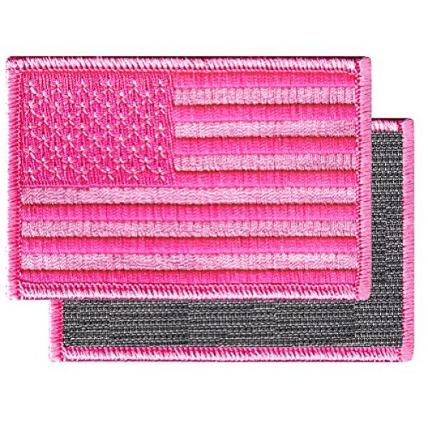 Cypress Collectibles Embroidered Patches Airsoft Morale Patch 2 American Flag Embroidered Tactical Patch All Pink w/Velcro Brand Fastener