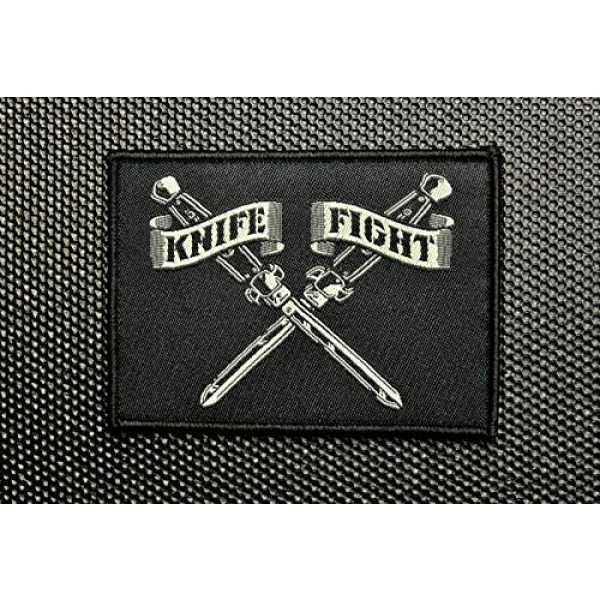BritKitUSA Airsoft Morale Patch 3 Knife Fight Woven Morale Patch Switchblade Hydro74 Rebel Without A Cause Hook & Loop Backing Sized 3.5" x 2.5"
