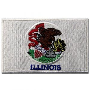 EmbTao Airsoft Morale Patch 1 Illinois State Flag Embroidered Emblem Iron On Sew On IL Patch