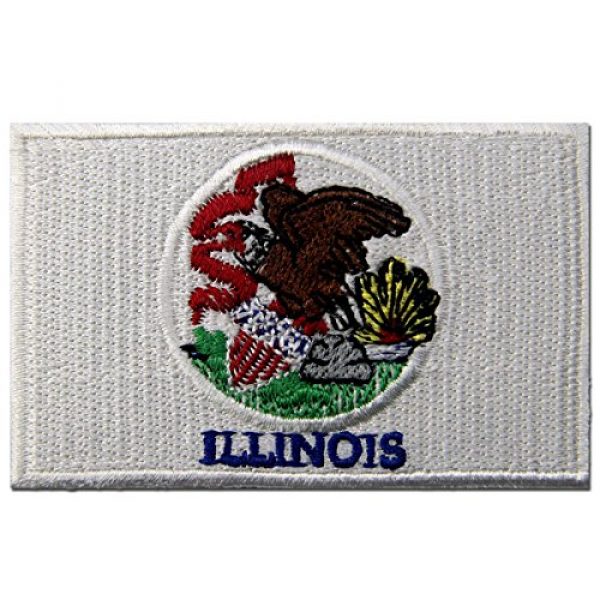 EmbTao Airsoft Morale Patch 1 Illinois State Flag Embroidered Emblem Iron On Sew On IL Patch