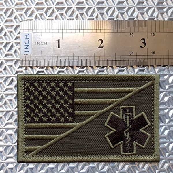 LEGEEON Airsoft Morale Patch 3 LEGEEON Olive Drab OD EMS EMT Star of Life USA Flag GreenParamedic Medical Morale Tactical Army Gear Sew Iron on Patch