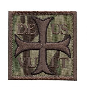 LEGEEON Airsoft Morale Patch 1 LEGEEON Multicam Deus Vult God Wills It Crusader Knight Holy Cross Templar Crusaders Morale Sew Iron on Patch