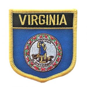 Backwoods Barnaby Airsoft Morale Patch 1 Virginia Flag Badge Morale Patch/U.S. State Shield Embroidered Iron-On/Sew-On Patch Collection (VA Crest, 3.00" x 2.50")