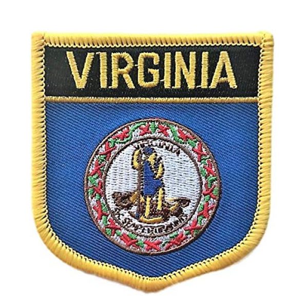 Backwoods Barnaby Airsoft Morale Patch 1 Virginia Flag Badge Morale Patch/U.S. State Shield Embroidered Iron-On/Sew-On Patch Collection (VA Crest, 3.00" x 2.50")