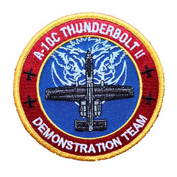Generic Airsoft Morale Patch 1 A-10 Thunderbolt II Demo Team airsoft Ace Combat Military morale Patch Fabric Embroidered Badges Patch Tactical Stickers for Clothes with Hook & Loop