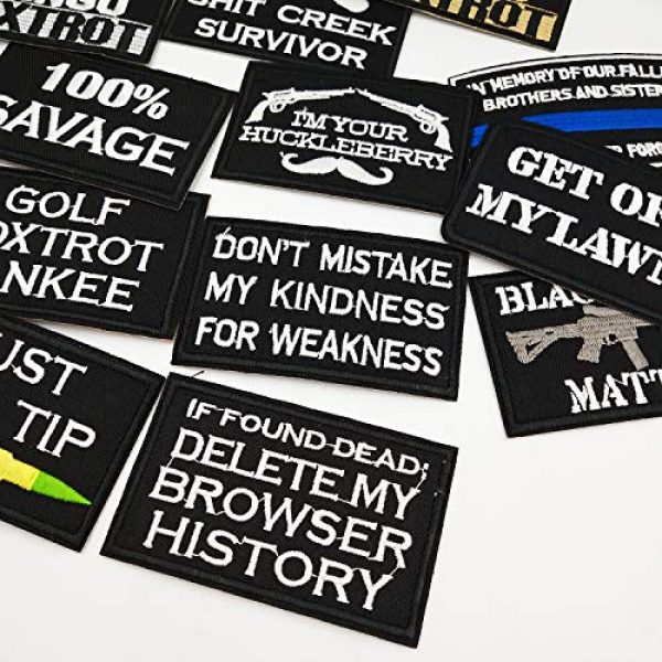 CZorange Airsoft Morale Patch 3 12 PCS Tactical Morale Iron on Patches Funny Military Embroidered Appliques Patch Set for Caps Bags Backpack Clothes Vest Military Uniforms
