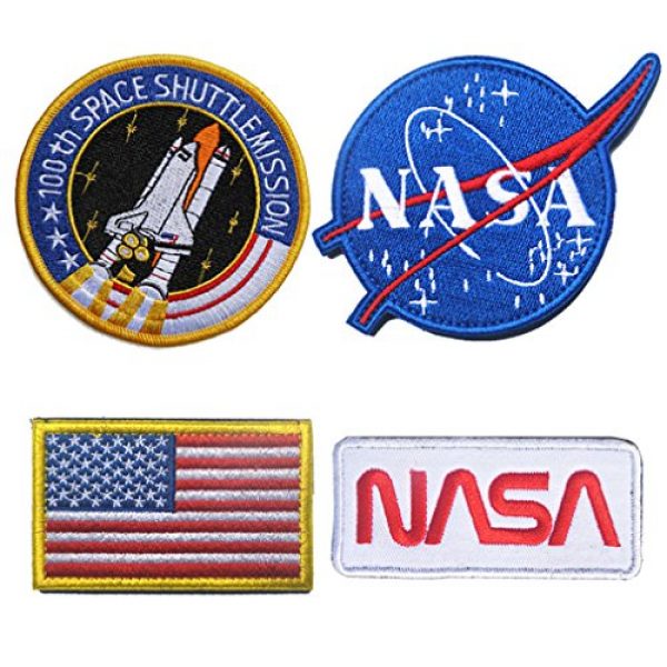 WZT Airsoft Morale Patch 1 WZT 4 Pcs Tactical Flag Patch - Combination USA NASA Patch Embroidered Morale Lot Military Embroidered Patches