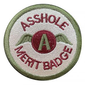 Antrix Airsoft Morale Patch 1 Antrix Asshole Merit Badge Morale Patch Hook & Loop Asshole Military Tactical Patches-Dia 3.15" Not 2.5" (Green)