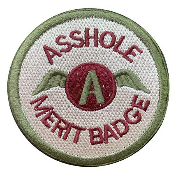 Antrix Airsoft Morale Patch 1 Antrix Asshole Merit Badge Morale Patch Hook & Loop Asshole Military Tactical Patches-Dia 3.15" Not 2.5" (Green)