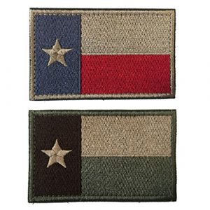 SpaceAuto Airsoft Morale Patch 1 SpaceAuto Bundle 2 Pieces Texas State TX Flag Tactical Morale Patches - Subdued Red & Army Green