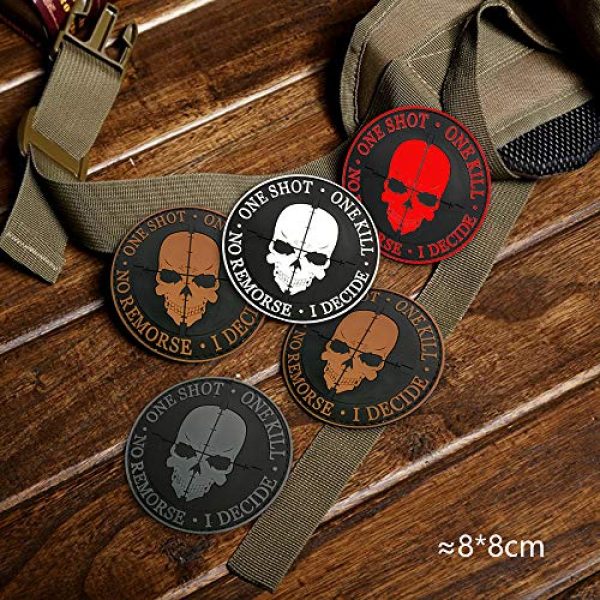 Morton Home Airsoft Morale Patch 4 Morton Home Tactical PVC 3D Black Sniper One Shot One Kill No Remorse I Decide Morale Badge Patch (Yellow)