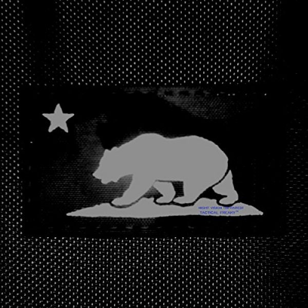 Tactical Freaky Airsoft Morale Patch 2 IR California Republic State Flag 2x3.5 Wolf Gray Grey IFF Tactical Morale Fastener Patch