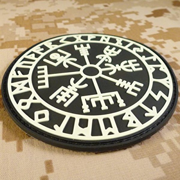 LEGEEON Airsoft Morale Patch 4 LEGEEON Glow Dark Vegvisir Viking Compass Norse Rune Morale Tactical PVC Rubber 3D Fastener Patch