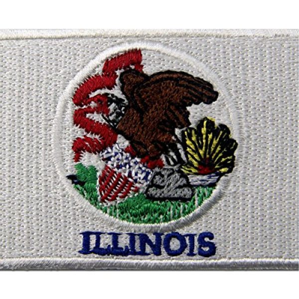 EmbTao Airsoft Morale Patch 2 Illinois State Flag Embroidered Emblem Iron On Sew On IL Patch