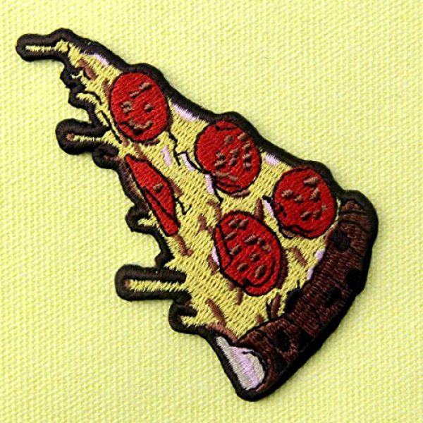 ZEGIN Airsoft Morale Patch 4 Pepperoni Pizza Slice Italian Fast Food Retro Embroidered Applique Iron On Sew On Patch