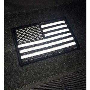 Empire Tactical USA Airsoft Morale Patch 1 American Made Reflective hook/loop Black and White American Flag Embroidered Morale baseball cap hat Patch, 3x2 In