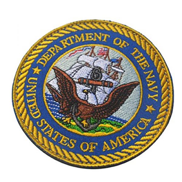 ODSP Airsoft Morale Patch 5 United States of America Department of The Navy Morale Tactical Military Army Embroidered Logo Patch Iron on Tags with Hook and Loop Fasteners Backing for Gear, Backpack,Cap,Vest -3.74" 2PCS (Navy)