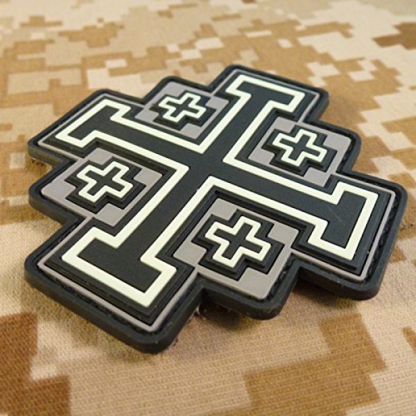 LEGEEON Airsoft Morale Patch 4 LEGEEON Glow Dark ACU Order Holy Sepulchre Jerusalem Cross Templar Crusaders Morale PVC Fastener Patch