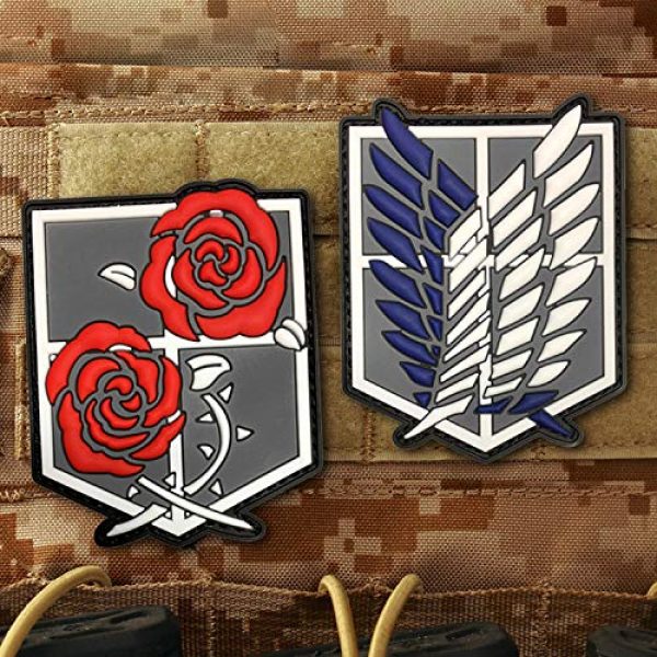 Morton Home Airsoft Morale Patch 4 Morton Home Attack on Titan Military Hook Loop Tactics Morale PVC Patch (Garrison Regiment Large Military)