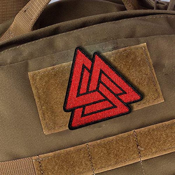 Morton Home Airsoft Morale Patch 2 Morton Home Triangle Symbol Nordic Viking Odin Military Tactical Morale Badge Hook & Loop Fastener Patch (red)