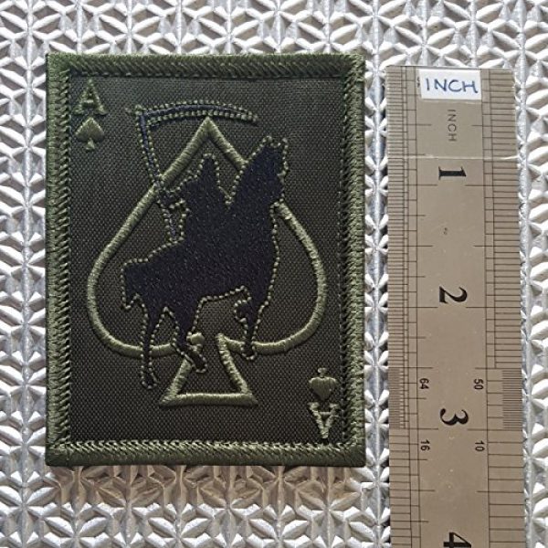 LEGEEON Airsoft Morale Patch 4 LEGEEON OD Green Ace of Spades Grim Reaper Death Card Morale Tactical Skull Skeleton Hook&Loop Patch
