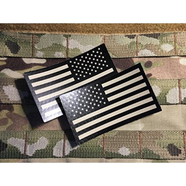Empire Tactical USA Airsoft Morale Patch 5 2 PACK Set - Authentic mil-spec 2" x 3.5" Black and Tan (FORWARD and REVERSED) Us Ir Infrared USA Flag Military Morale Reflective Patch