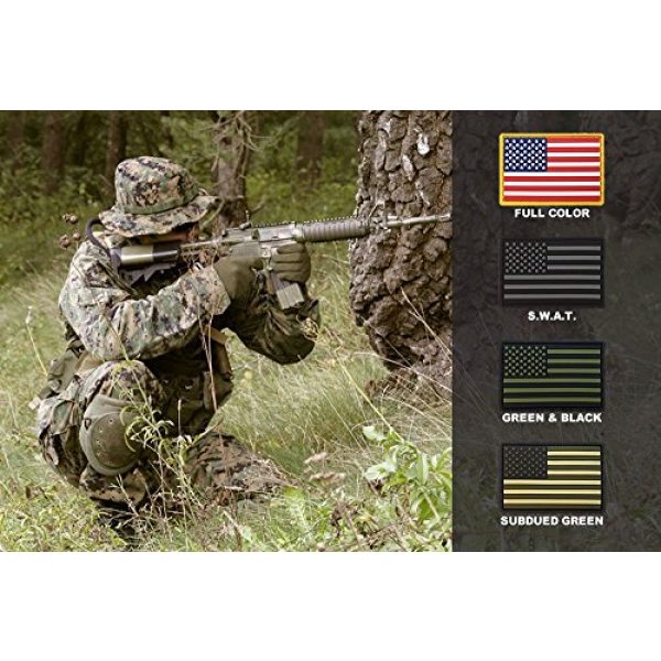 LINX Corp Airsoft Morale Patch 5 3" x 2" American Flag PVC Patch with Velcro - Red White & Blue Gold Border - USA Flag Patch United States of America Military Uniform Tactical Jacket Milsim Hats - Soft Rubber Emblem - Hook & Loop
