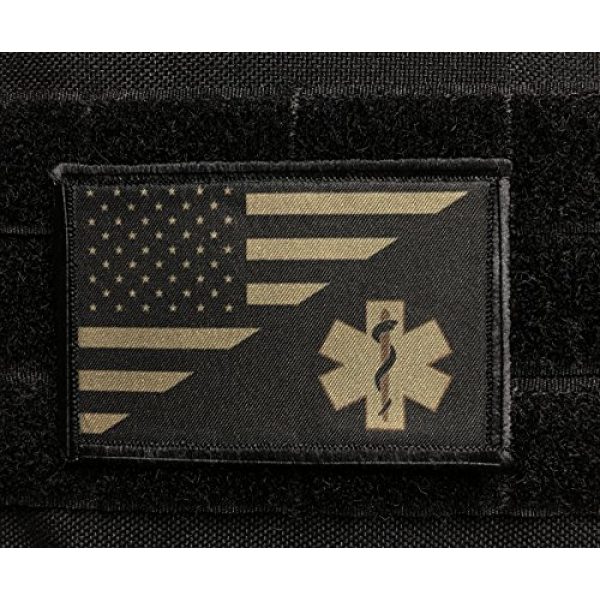 RedheadedTshirts Airsoft Morale Patch 2 Olive Drab USA Flag & Medic/EMT Morale Patch. 2x3" Hook and Loop Made in The USA