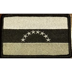 Fast Service Designs Airsoft Morale Patch 1 Venezuela Flag Iron-On Embroidered Patch Applique Tactical Morale Travel Patriotic Venezuelan Emblem White, Black & Gray Version Black Border