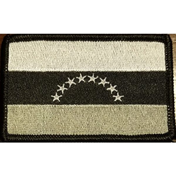 Fast Service Designs Airsoft Morale Patch 1 Venezuela Flag Iron-On Embroidered Patch Applique Tactical Morale Travel Patriotic Venezuelan Emblem White, Black & Gray Version Black Border