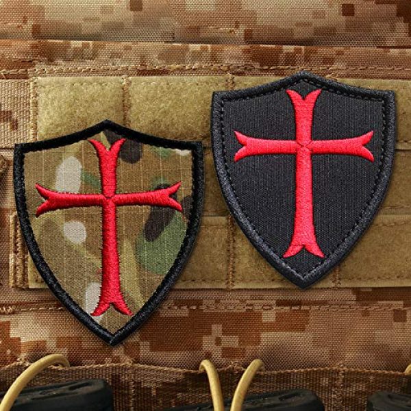 Morton Home Airsoft Morale Patch 3 Morton Home Knights Templar Cross Crusaders Tactical Morale Patch 2.9" x 2.5" Sized (Black)