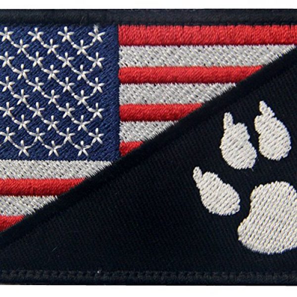 Rocking Planet Airsoft Morale Patch 2 Tactical US Flag with Tracker Paw Patriot Milltary Embroidered Applique Morale Hook & Loop Patch - Multiple Color