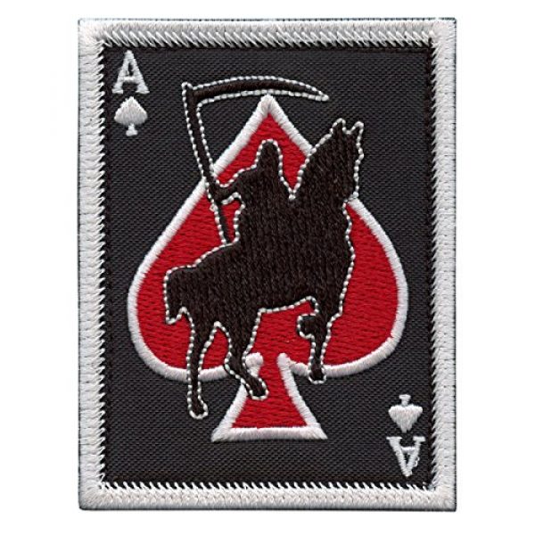 LEGEEON Airsoft Morale Patch 1 LEGEEON Ace of Spades Grim Reaper Death Card Morale Tactical Skull Skeleton Embroidery Sew Iron on Patch