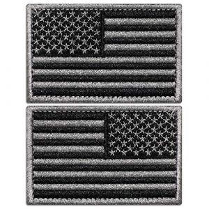 Anley Airsoft Morale Patch 1 Anley Tactical USA Flag Patches Set - 2 Pack (Forward & Reversed) 2"x 3" Black & Gray American Flag Military Uniform Emblem Patch - Loop & Hook Fasteners Attach to Tactical Hats and Gears