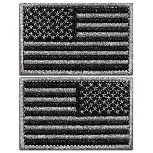 Anley Airsoft Morale Patch 1 Anley Tactical USA Flag Patches Set - 2 Pack (Forward & Reversed) 2"x 3" Black & Gray American Flag Military Uniform Emblem Patch - Loop & Hook Fasteners Attach to Tactical Hats and Gears