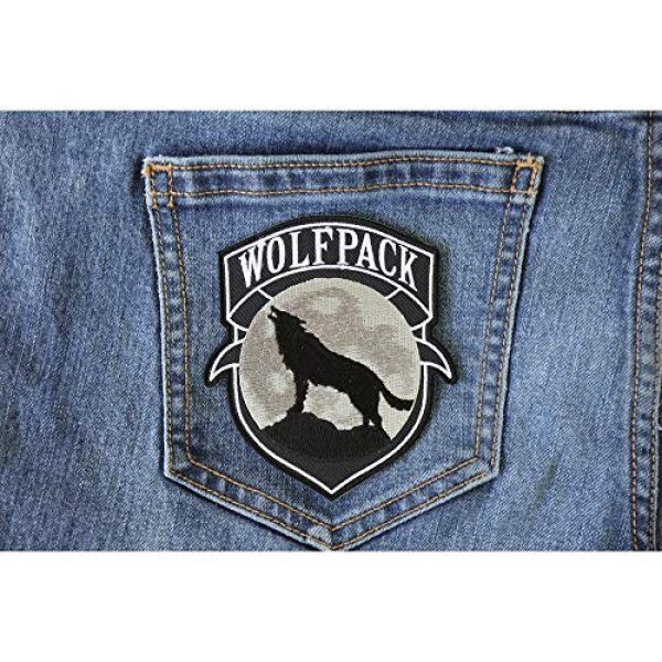 Ivamis Trading Airsoft Morale Patch 3 Wolfpack Patch Wolf Howling Moon Silhouette - 4x3.6 inch. Embroidered Iron on Patch