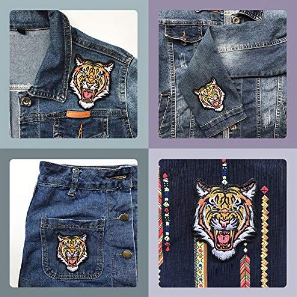 EZWOO Airsoft Morale Patch 6 Decoration Patch, The Roaring Bengal Striped Tiger Sew On Hook & Loop Embroidered Badge for Clothing Repair Backpack Jeans
