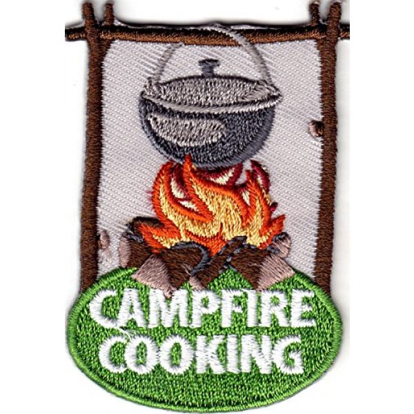 MF Airsoft Morale Patch 2 "CAMPFIRE COOKING" - CAMPING - FOOD - OUTDOORS - Iron On Embroidered Patch
