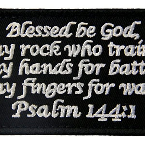 EmbTao Airsoft Morale Patch 2 Tactical Psalm 144:1 BNW Patch Combat Badge Morale Applique Embroidered Fastener Hook & Loop Emblem