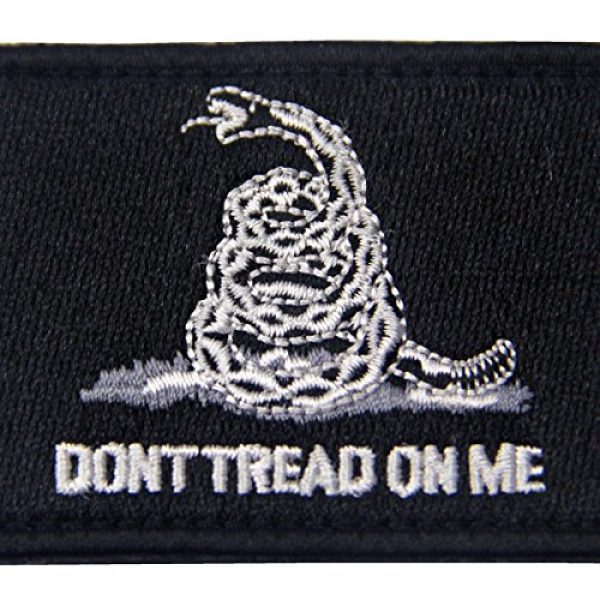 EmbTao Airsoft Morale Patch 2 Don't Tread On Me Tactical Embroidered Morale Applique Fastener Hook&Loop Patch - White & Black