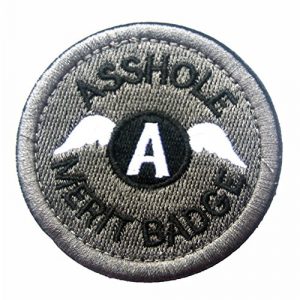 Mehool Airsoft Morale Patch 1 Asshole Merit Badge Morale - Tactical Patch Grey