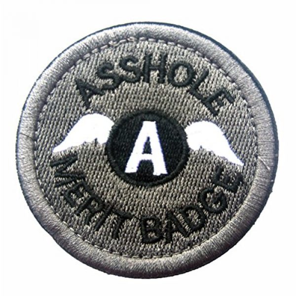 Mehool Airsoft Morale Patch 1 Asshole Merit Badge Morale - Tactical Patch Grey