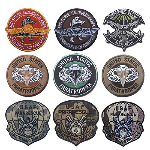 Zhikang68 Airsoft Morale Patch 1 US Air Force Patch USAF Emblem United States Paratrooper Tactical America Military Embroidered Morale Badges Applique for Coat Jacket Gear Cap Hat Backpack (Set 9)