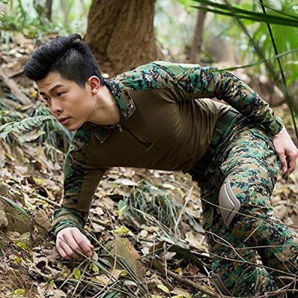 H World Shopping Tactical Shirt 3 Tactical Hunting Military Long Sleeve Shirt with Elbow Pads Camo Digital Woodland